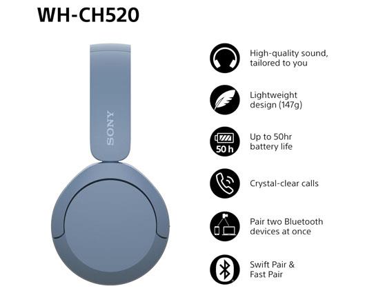 Sony WH-CH520 Wireless Headphones Blue