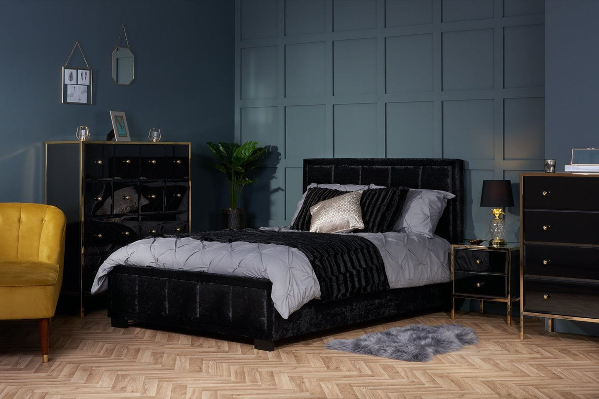 Fabian 2 Drawer Bedside Table - Black & Gold