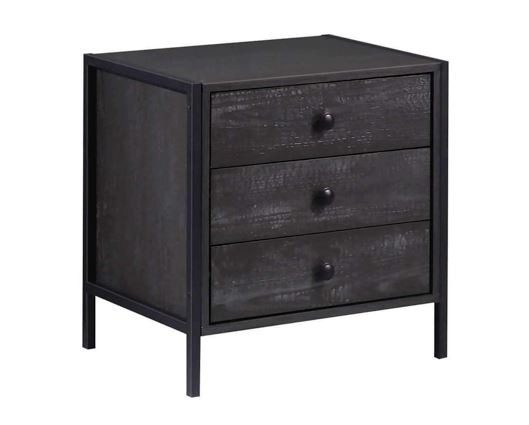 Zulu Nightstand with 3 Drawers-Black