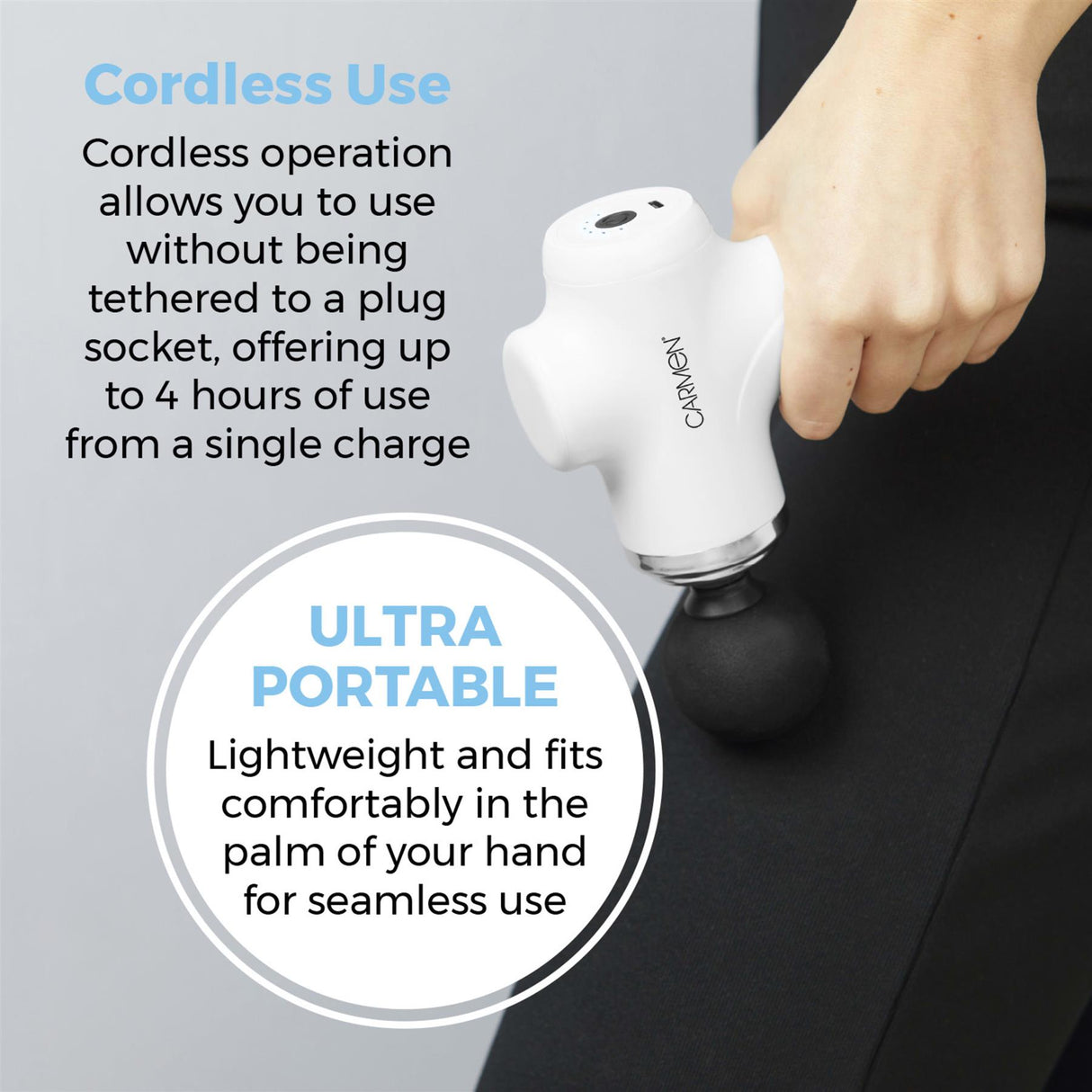 Massage Mini Portable Massage Gun with 4 Massage Heads White
