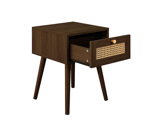 Croxley 1 Drawer Rattan Bedside - Walnut