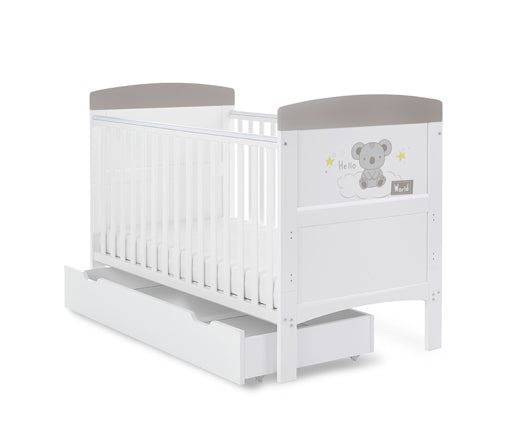 Koala Grey Cot Bed & Under Drawer