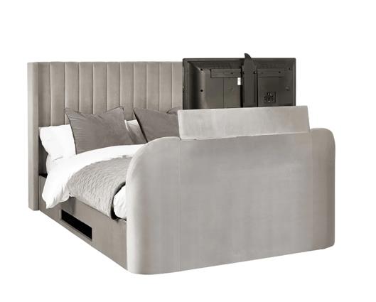Clara Side Lift Ottoman TV Bed Light Grey - Super King