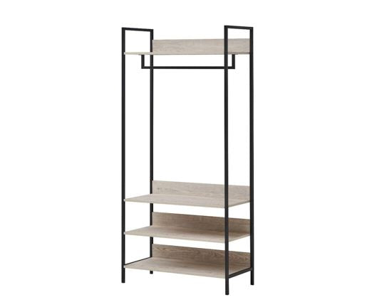 Zulu Wide Open Wardrobe with 4 Shelves-Ash Oak