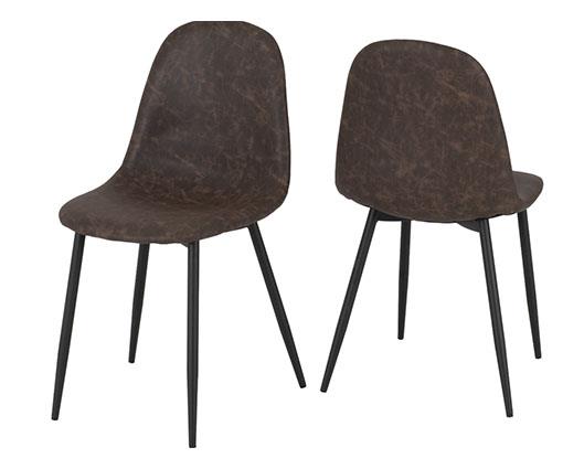MARLOW & ATHENS DINING SET (X4 CHAIRS) - BLACK MARBLE/BROWN FAUX LEATHER