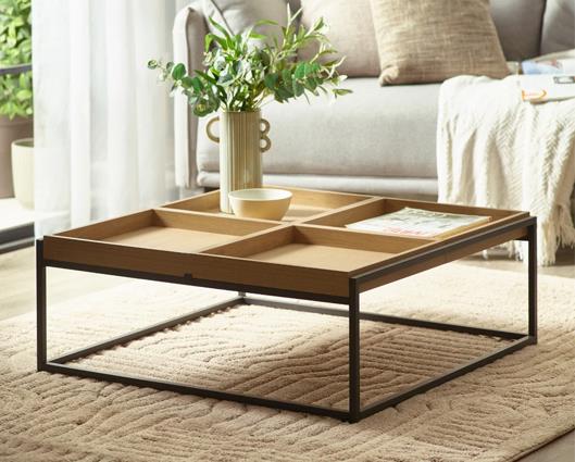 Ezra Square Tray Coffee Table Light Oak Effect