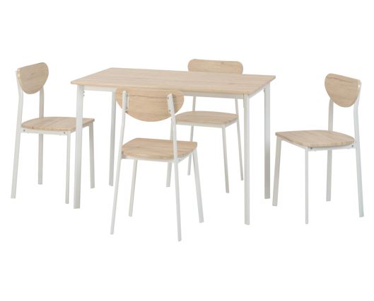 Rickson Large Dining Set - White/Light Oak Effect Veneer