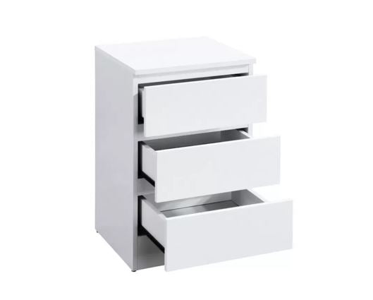 Oakley 3 Drawer Bedside- White