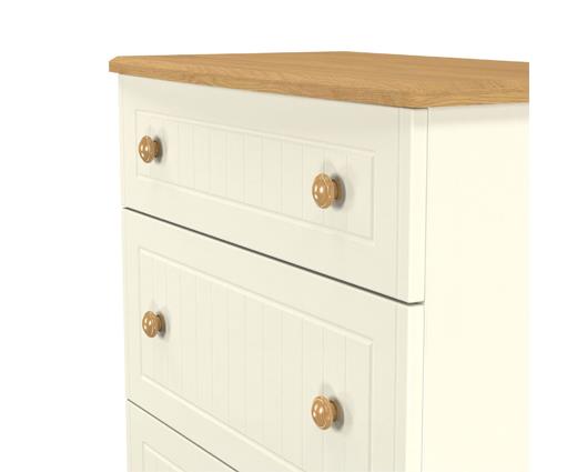 Warwick 3 Drawer Deep Chest - Cream Ash with Modern Oak Top