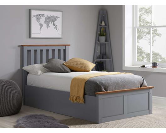 Phoenix Single Ottoman Bed - Stone Grey