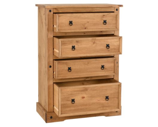 Corona 4 Drawer Chest - Distressed Waxed Pine