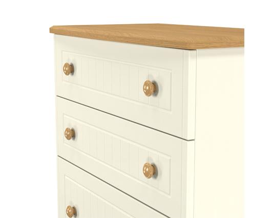 Warwick 4 Drawer Deep Chest - Cream Ash with Modern Oak Top