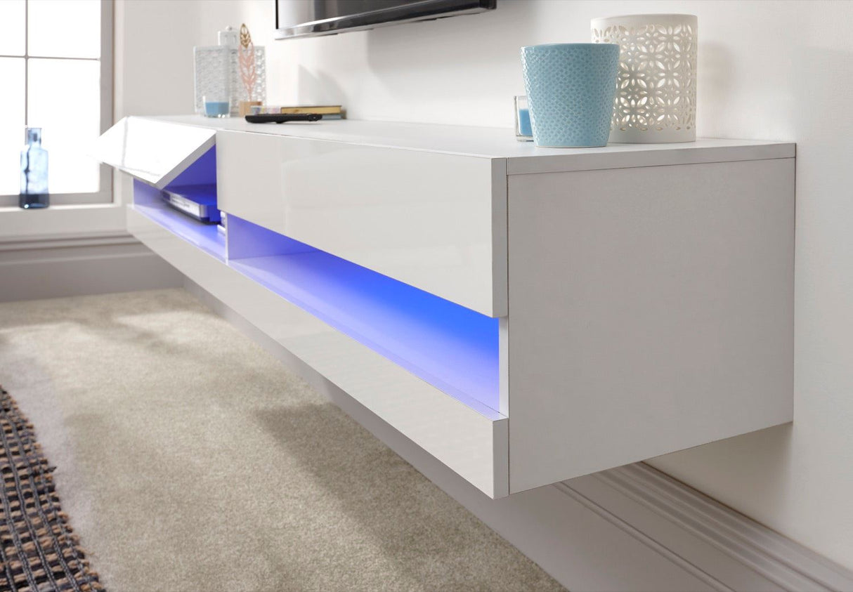 Graze LED 180cm Wall TV Unit-White