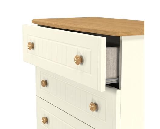 Warwick 5 Drawer Chest - Cream Ash with Modern Oak Top