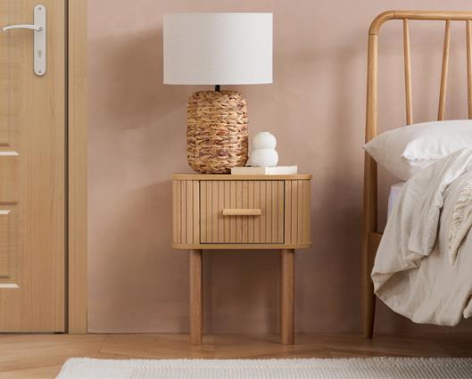 AXEL 1 DRAWER FLUTED BEDSIDE OAK
