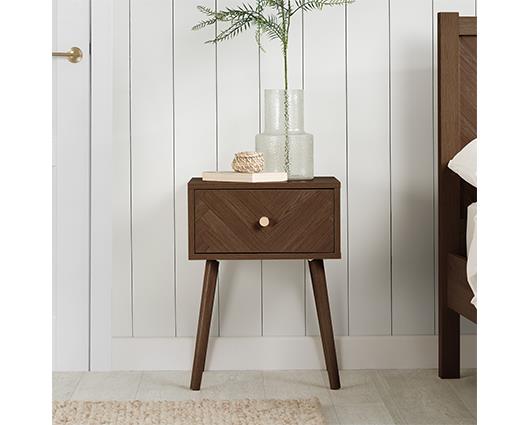 Herringford 1 Drawer Bedside - Walnut