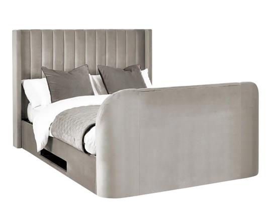 Clara Side Lift Ottoman TV Bed Light Grey - Super King