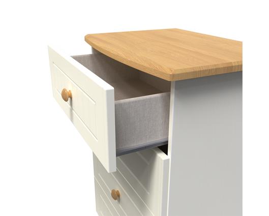 Warwick 4 Drawer Midi Chest - Cream Ash with Modern Oak Top