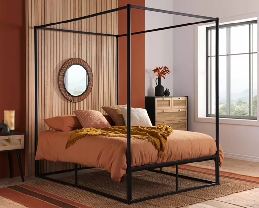 Farringdon Metal 4 Poster Double Bed - Black
