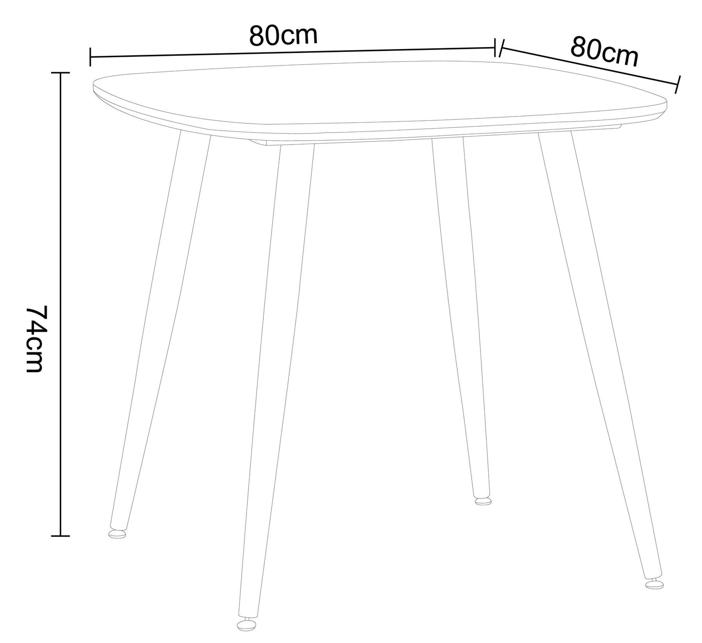 Aspen square dining table, light oak effect top with black tapered legs