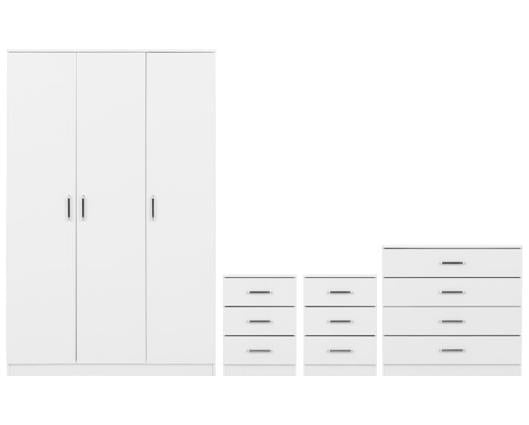 DAKOTA 3 DOOR WARDROBE BEDROOM SET - WHITE