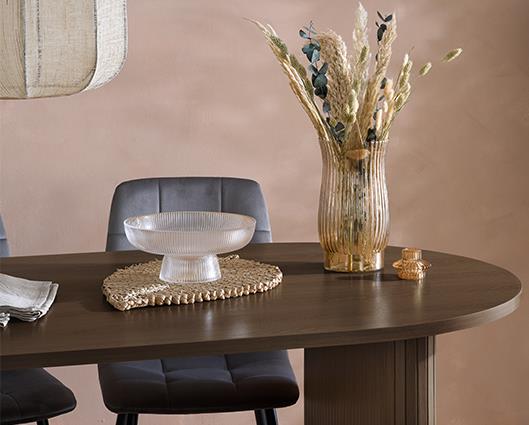 Axel Oval Fluted Dining Table - Walnut