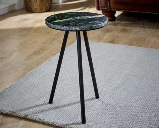 Olin Side Table With Black Marble Top & Metal Legs