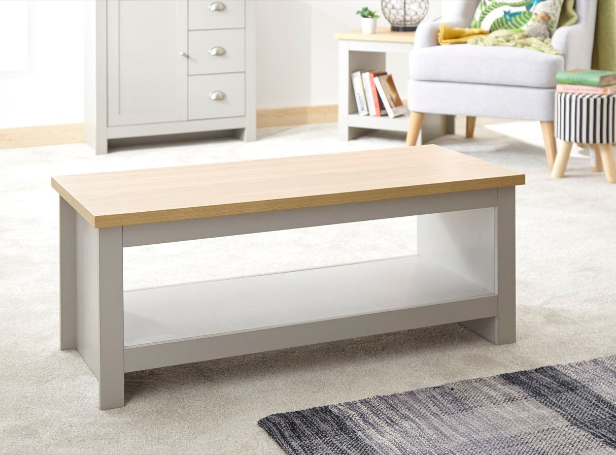 Lachlan Coffee Table With Shelf-Grey