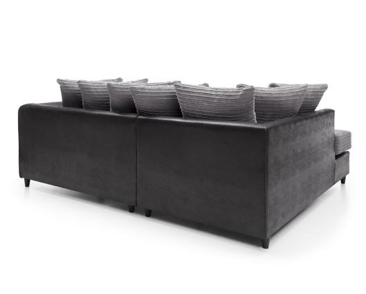 Harley Left Hand Facing Corner Sofa - Black & Charcoal
