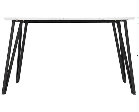 MARLOW & AVERY DINING SET (X4 CHAIRS) - WHITE MARBLE/EMERALD GREEN VELVET