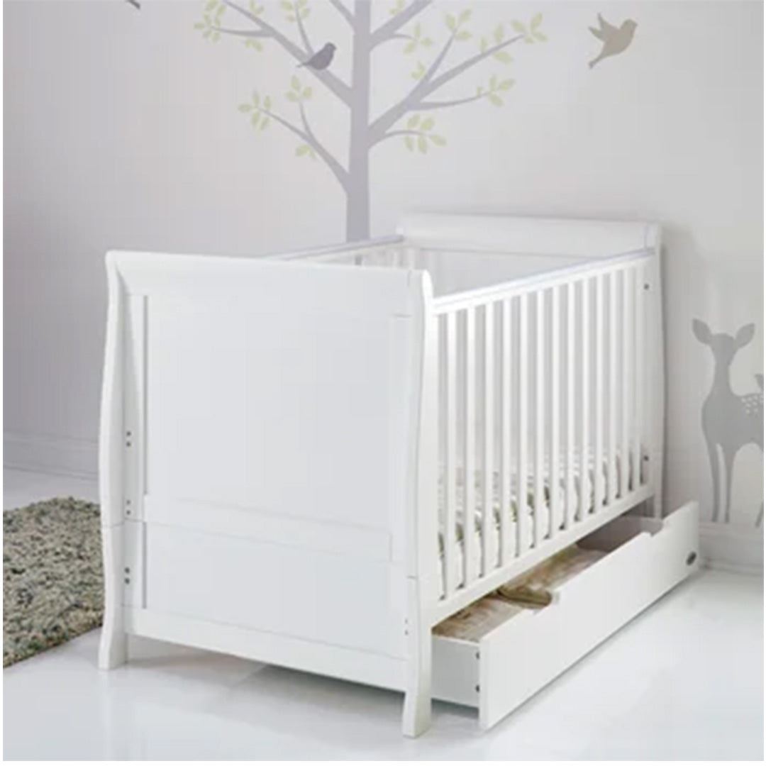 Seren Cot Bed + Breathable Mattress - White