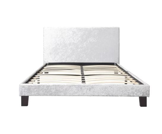 Berlin Small Double Bed - Steel Crushed Velvet