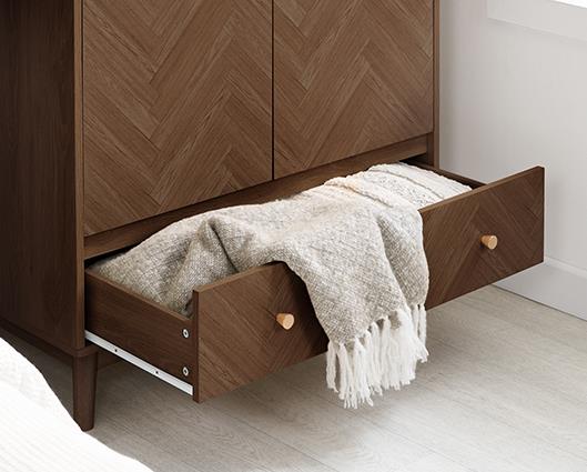 Herringford 2 Door 1 Drawer Wardrobe - Walnut