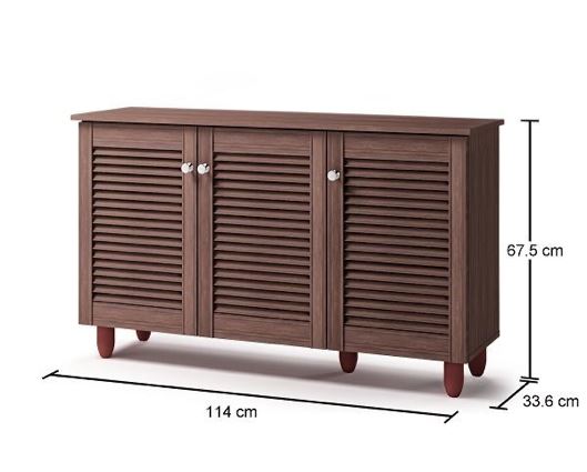 Traditional 3 Door Shoe Cabinet-Oak