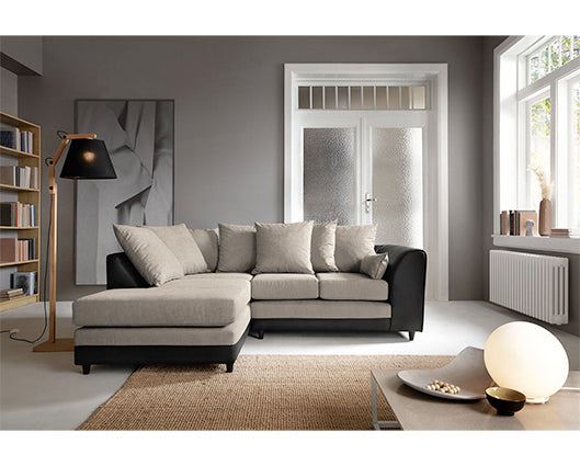 Dan Left Hand Facing Corner Sofa - Brown & Beige