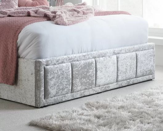 Hannover Double Ottoman Bed - Steel Crushed Velvet