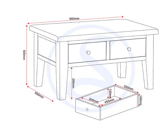 WINDSOR 2 DRAWER COFFEE TABLE - IVORY/OAK