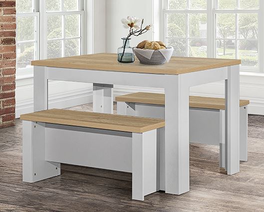 Harper Dining Table & Bench Set - Grey