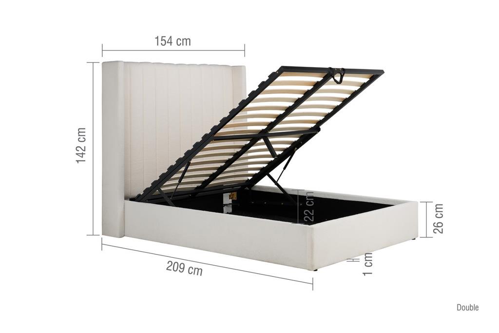 Maisey Ottoman Bed White Boucle - Double