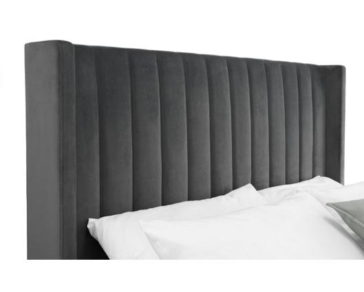 Langham Scalloped Headboard Ottoman King Bed - Grey