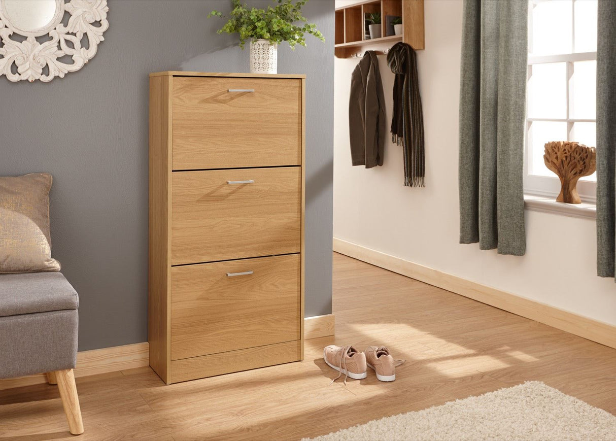 Spencer Three Tier Shoe Cabinet-Oak