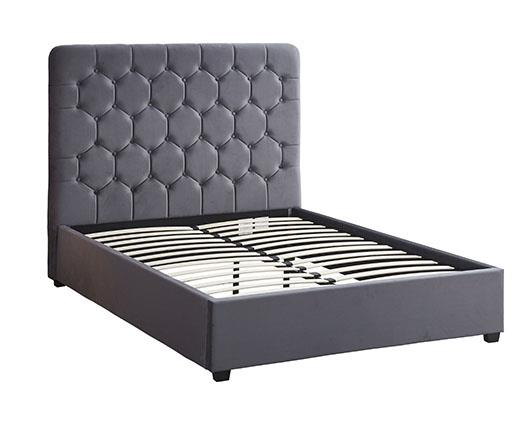 MADISON 4'6" BED - GREY VELVET FABRIC