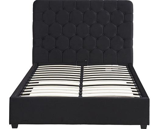 MADISON 4'6" OTTOMAN BED - BLACK VELVET FABRIC