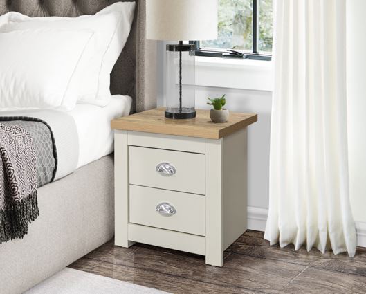 Harper 2 Drawer Bedside Table - Cream