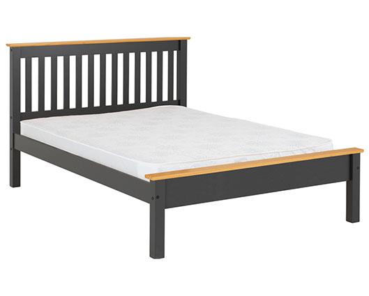 MONACO 4'6" LOW END BED - DARK GREY/OAK EFFECT