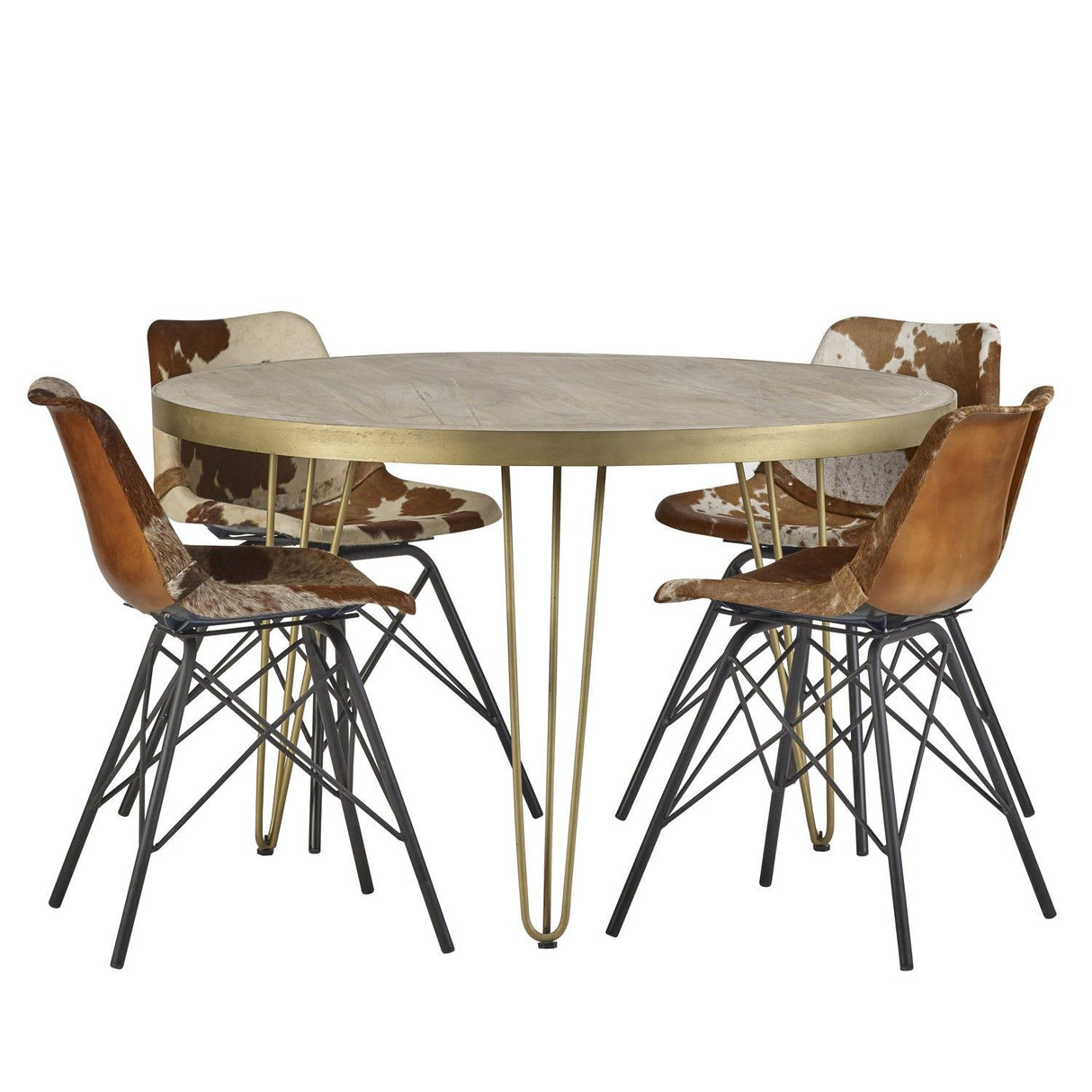 Light Gold Cowhide Dining Chair