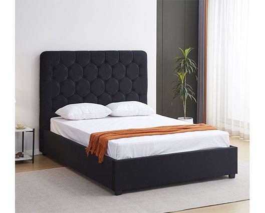 MADISON 5' OTTOMAN BED - BLACK VELVET FABRIC