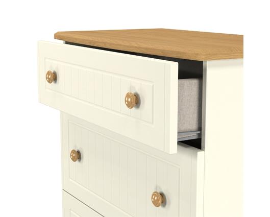 Warwick 3 Drawer Deep Chest - Cream Ash with Modern Oak Top