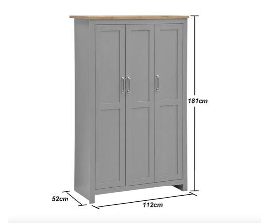 Lincoln 3 Piece Bedroom Set (3 door wardrobe, 3+4 bedside, 1 drawer bedside)