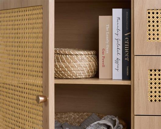 Croxley Rattan 2 Door 3 Drawer Sideboard - Oak